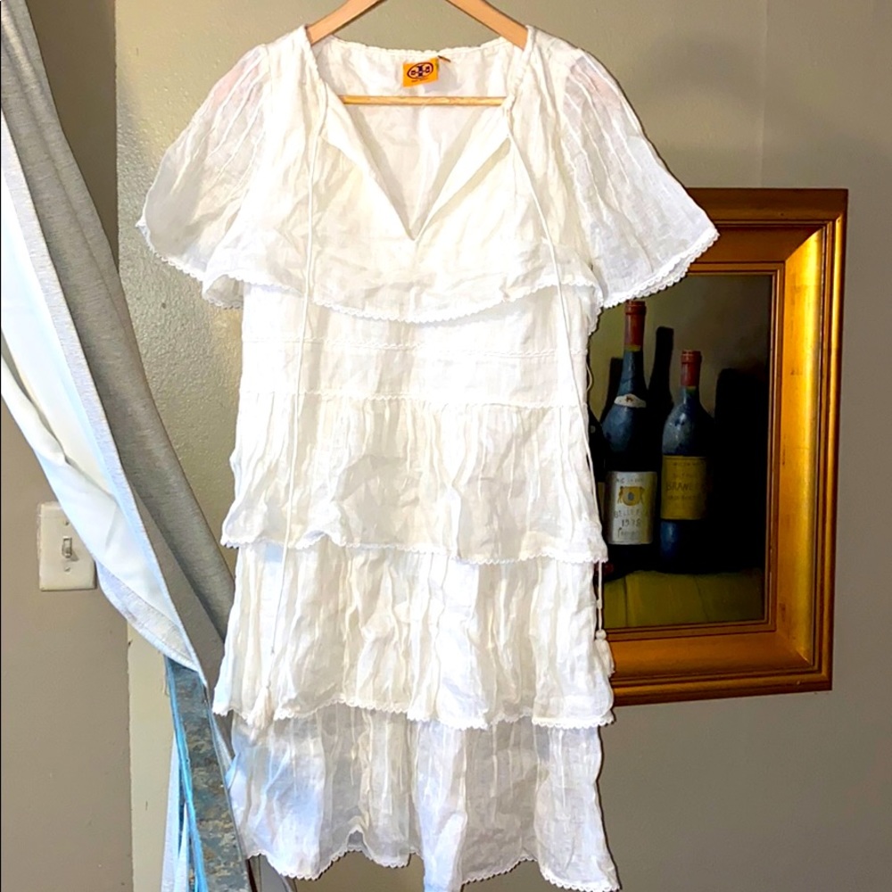 Tory Burch linen ruffle dress size 8